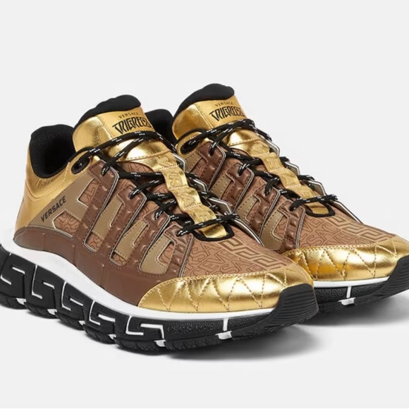 Gold Versace Trigreca Sneakers Versace Men Shoes Sale VERSACE